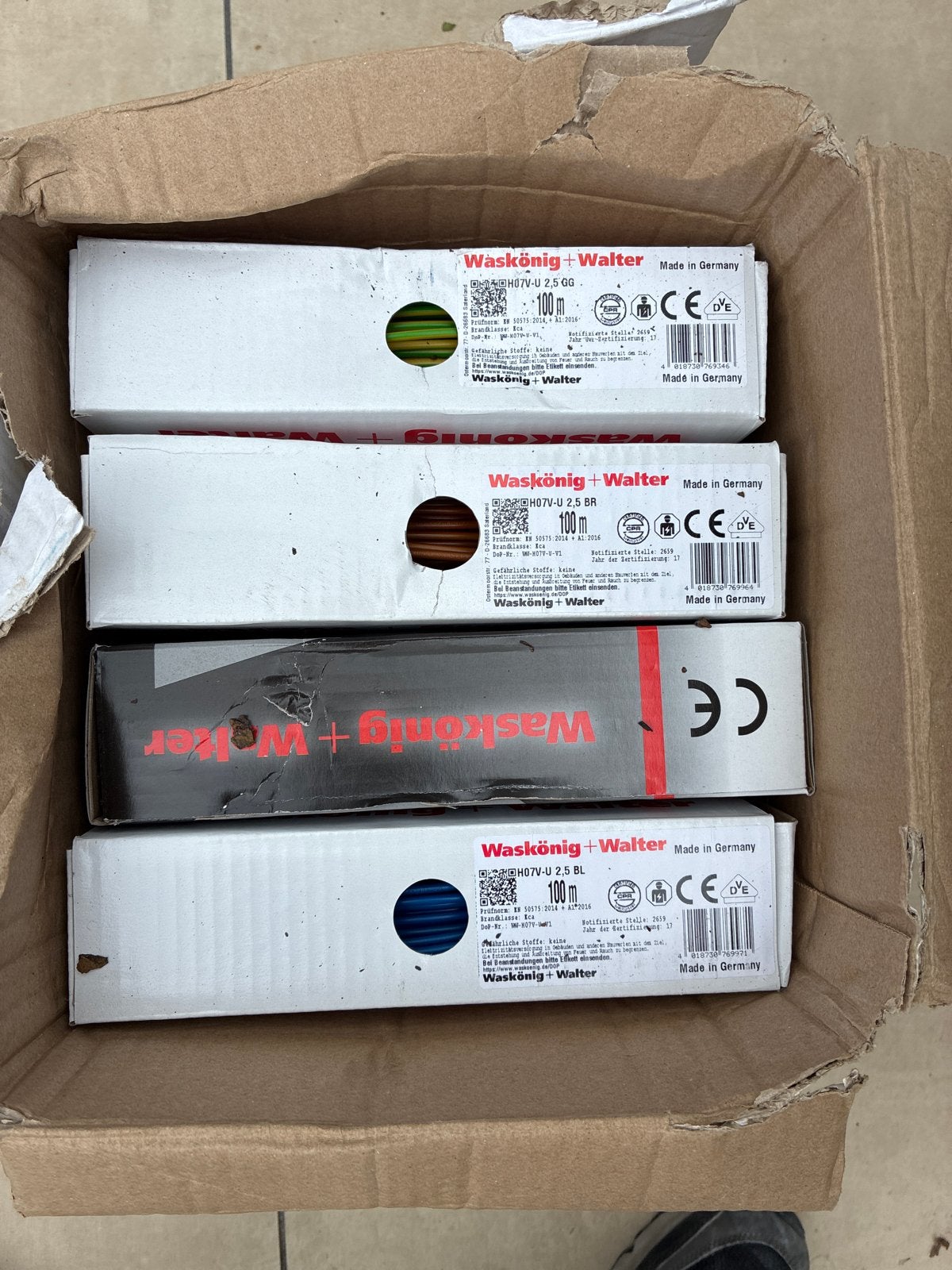 Nieuwe dozen 2,5mm2 draad - Waskönig + Walter, Ophalen, Nieuw, Kabel of Snoer