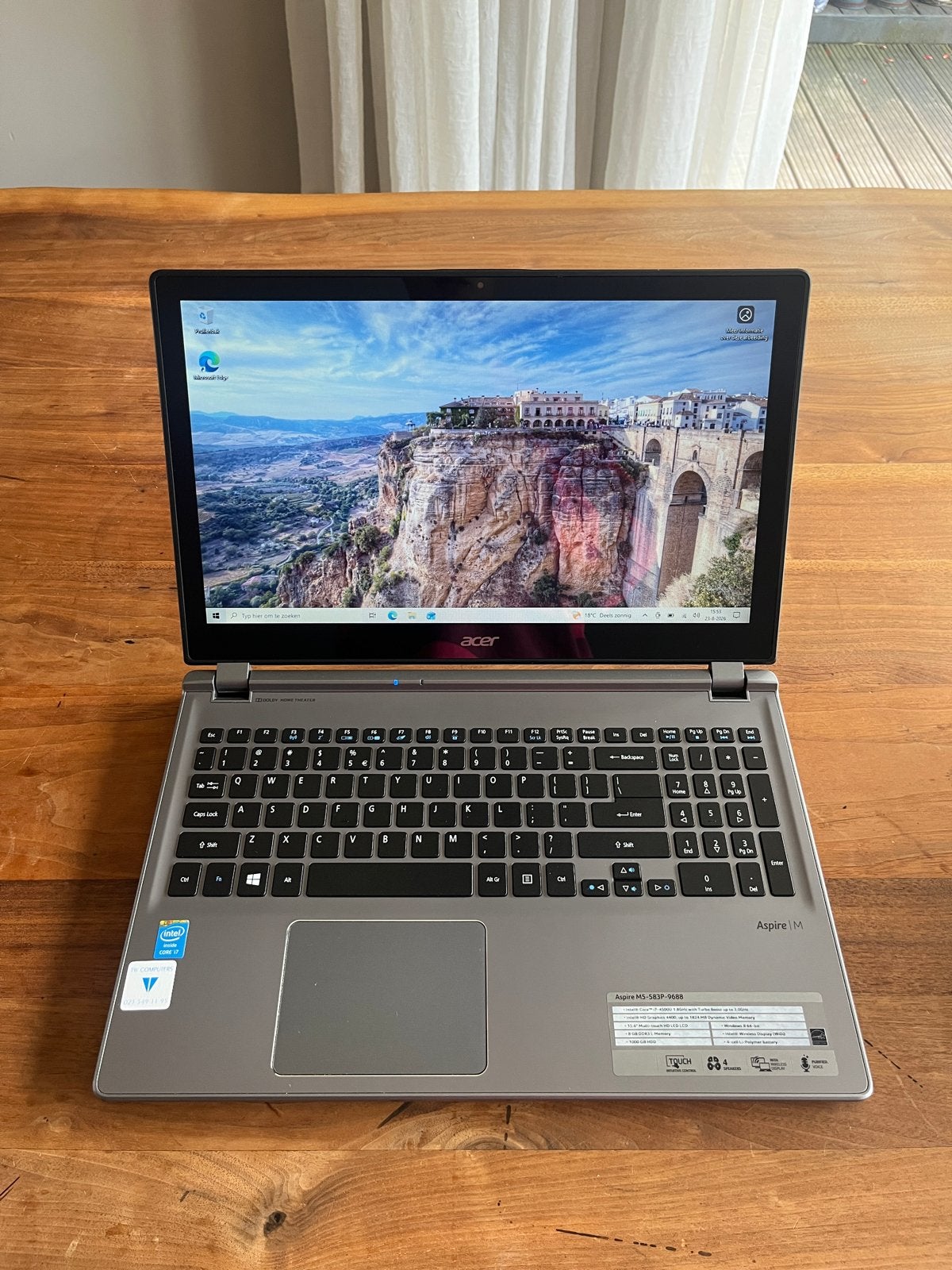 Acer laptop | i7 | 360GB SSD | 8GB RAM | Touchscreen, Ophalen, Gebruikt, 8 GB, Minder dan 2 Ghz