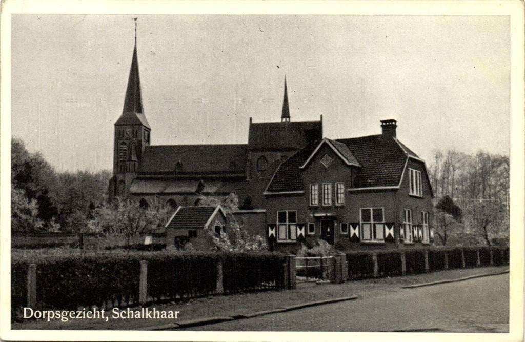 Dorpsgezicht, Schalkhaar - gelopen, Verzamelen, Ophalen of Verzenden, 1940 tot 1960, Gelopen, Overijssel