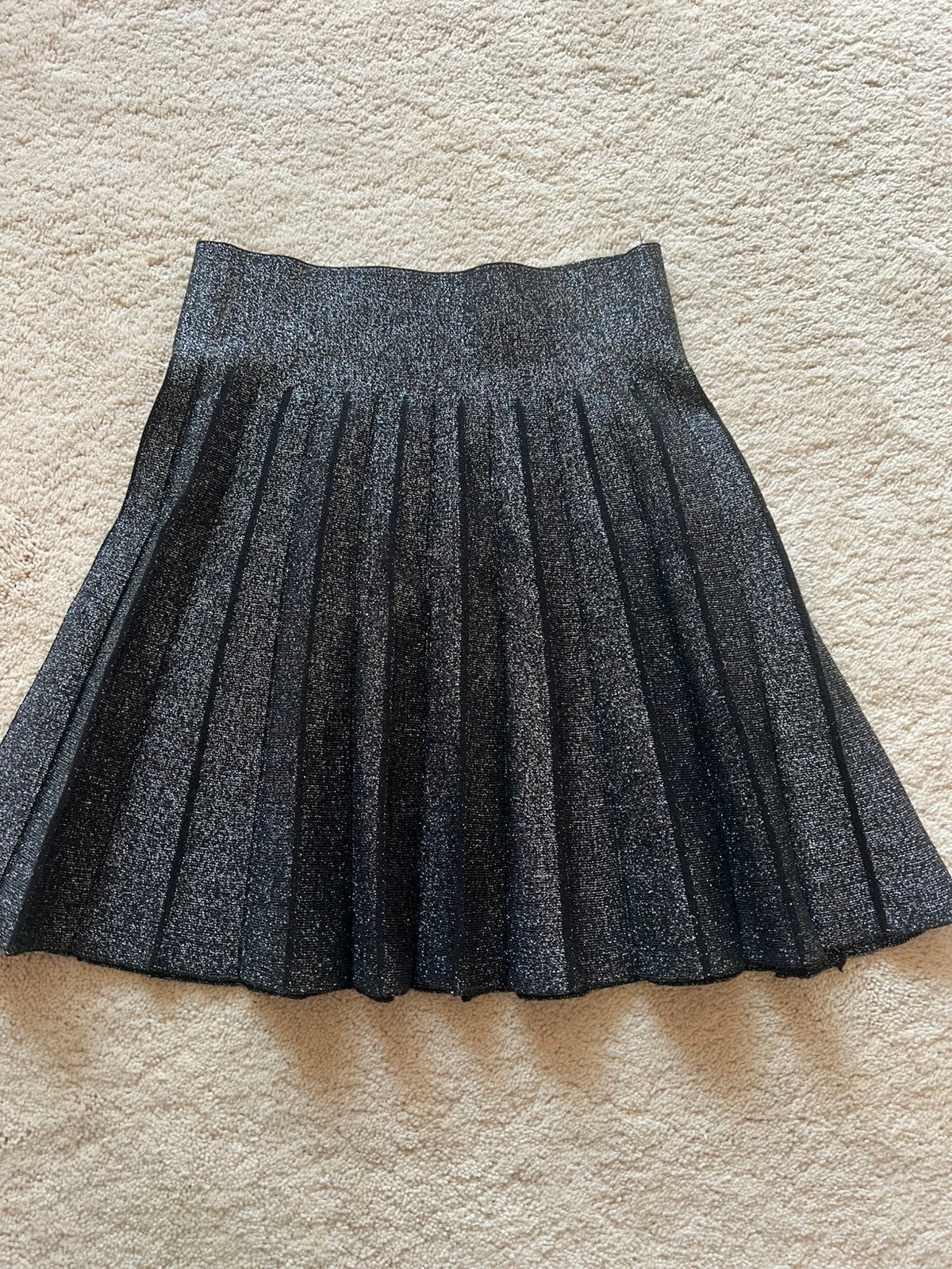 Zwart glitter plissé rokje maat XS, Zwart, Ophalen of Verzenden, Zo goed als nieuw, Maat 34 (XS) of kleiner