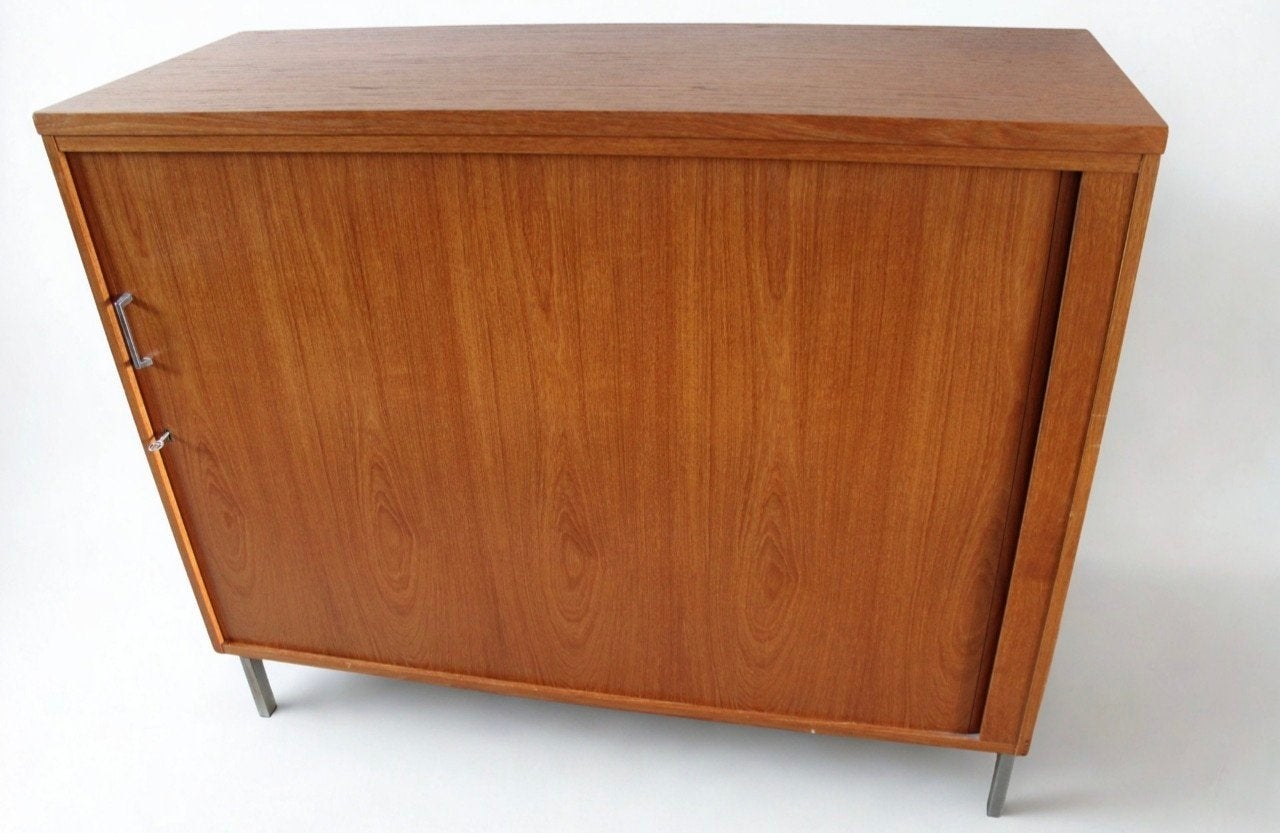 vintage Eeka roldeurkast-mid-century, Ophalen of Verzenden, Gebruikt, 25 tot 50 cm, 100 tot 150 cm