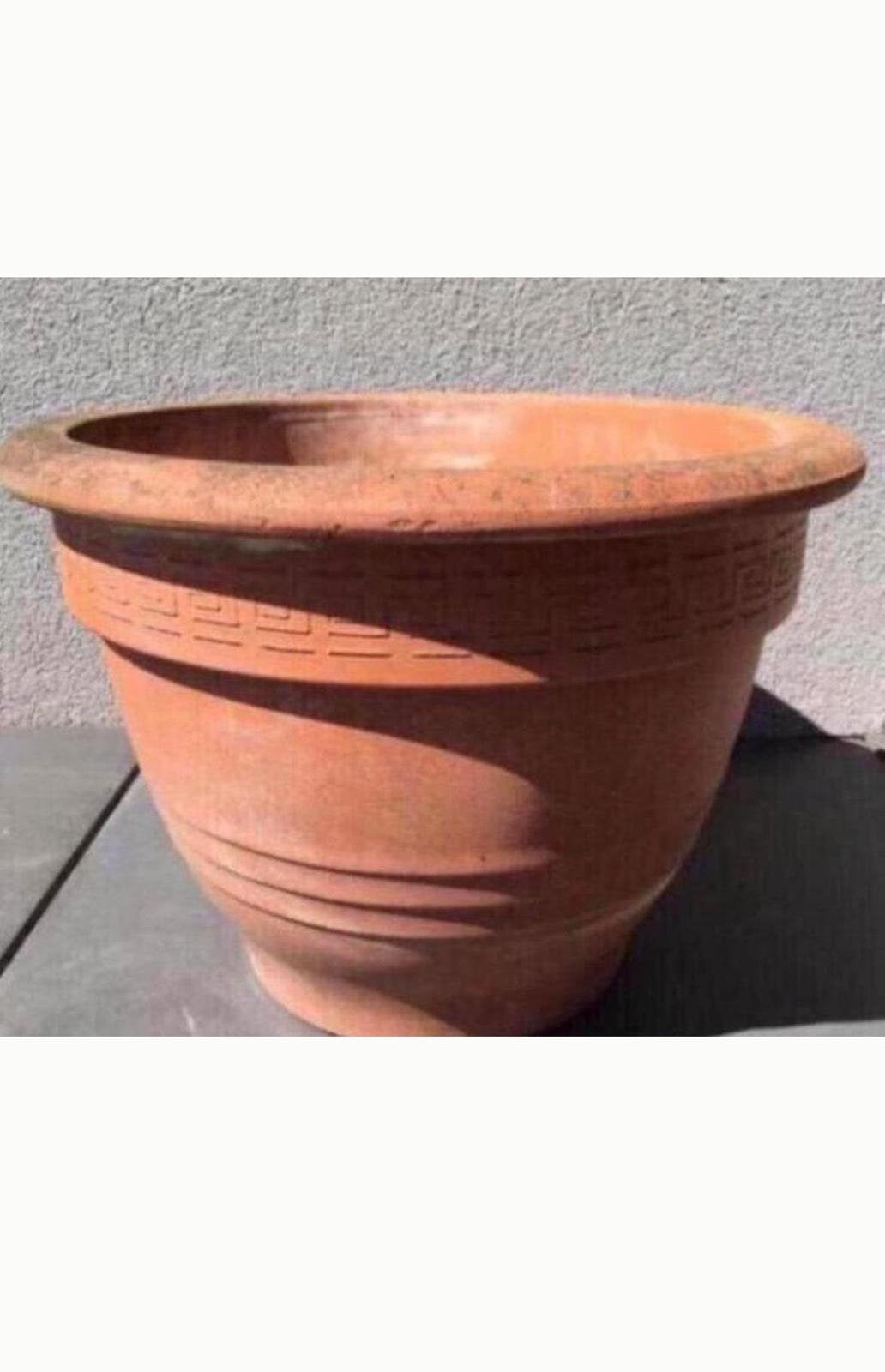 Grote oude terracotta Italiaanse Versace bloempot 43cm, Ophalen, Gebruikt, 40 cm of meer, Rond