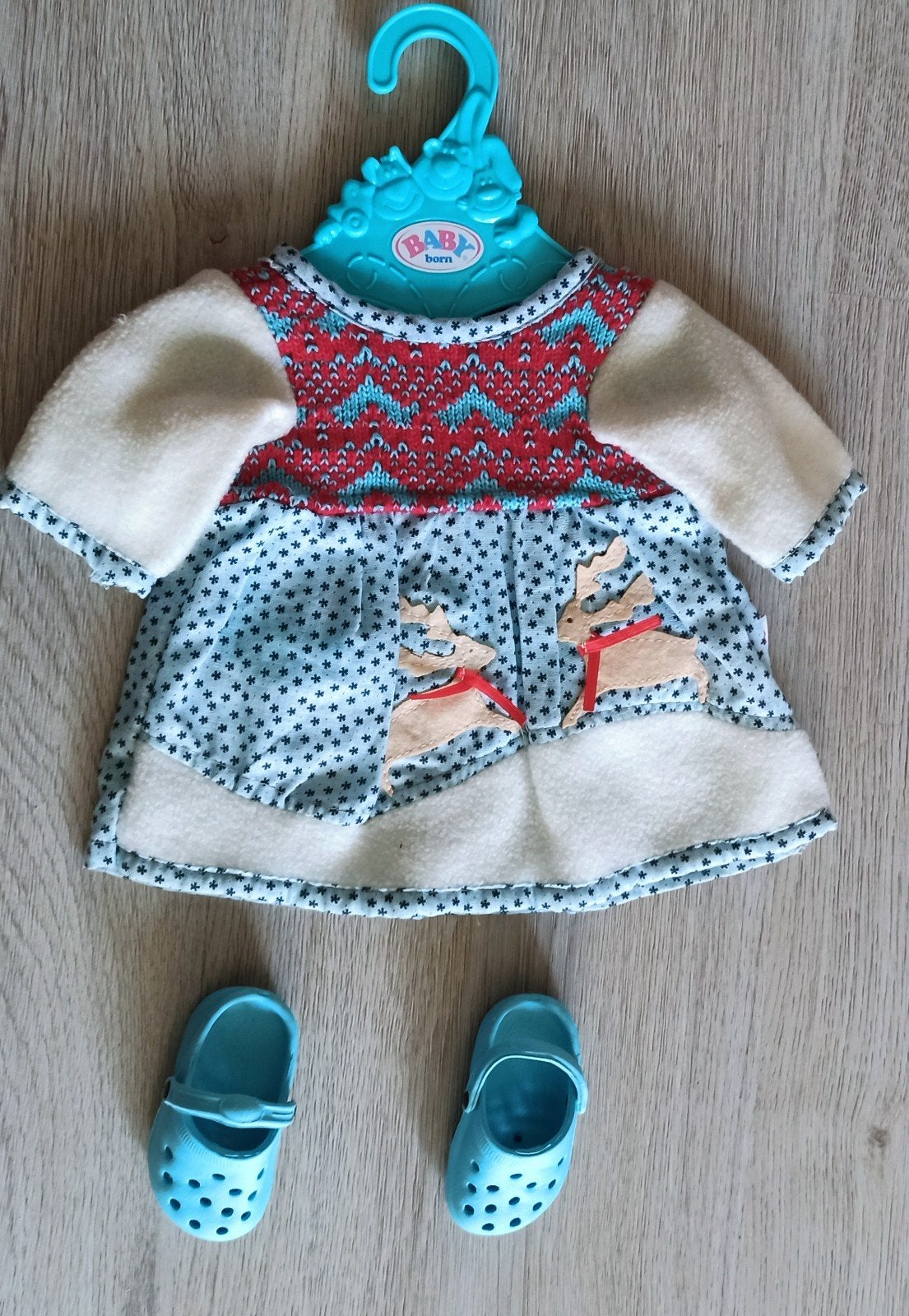 Nieuw winterjurkje voor poppen (43-45cm) met rendieren, Ophalen of Verzenden, Nieuw, Babypop