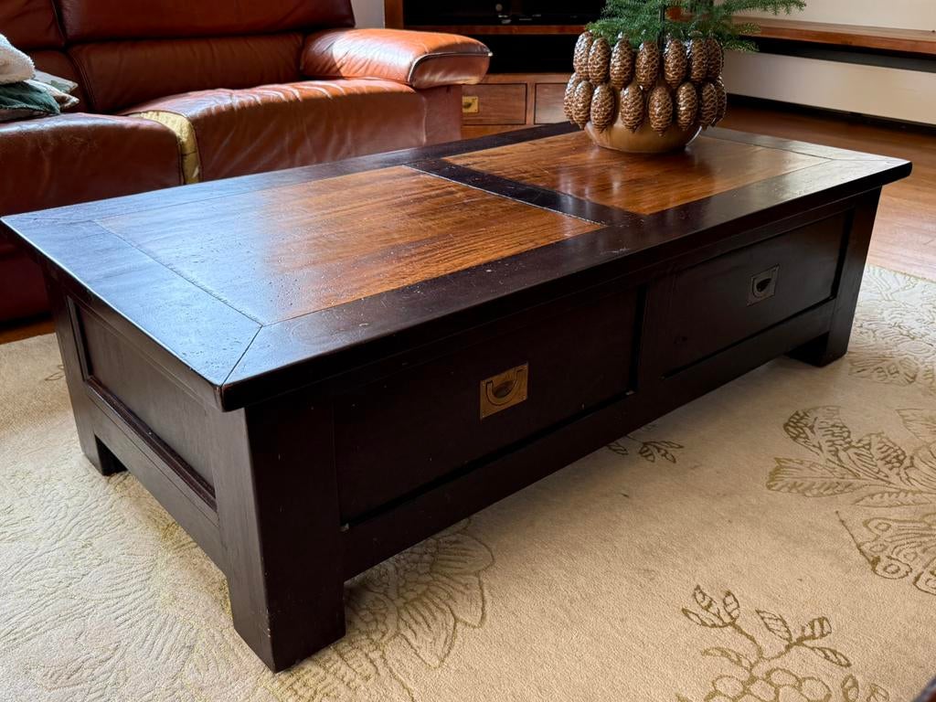 Salontafel teak, Ophalen, Gebruikt, 100 tot 150 cm, 50 tot 100 cm