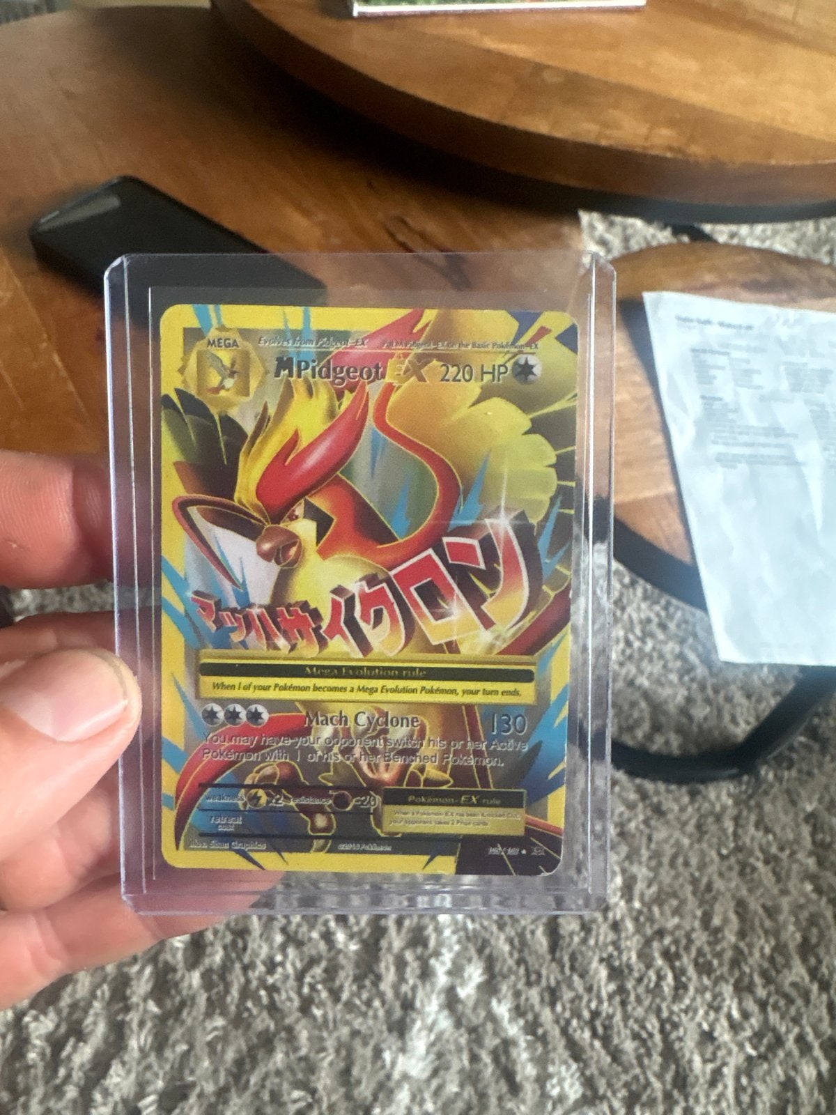Pokémon M Pidgeot EX 220 HP Kaart, Ophalen of Verzenden, Zo goed als nieuw, Losse kaart