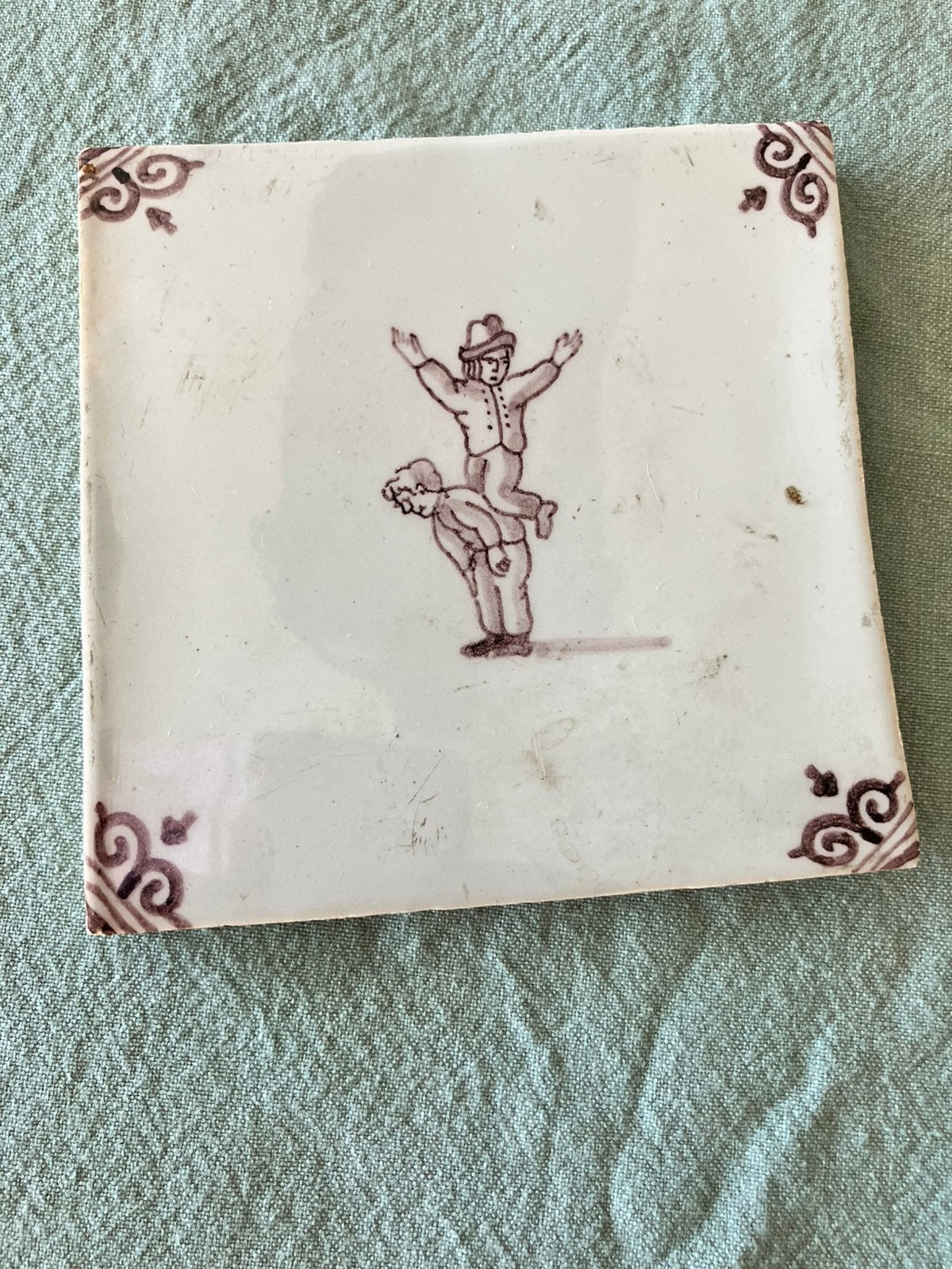 Antiek tegeltje, 12,5 cm x 12,5 cm, Ophalen of Verzenden