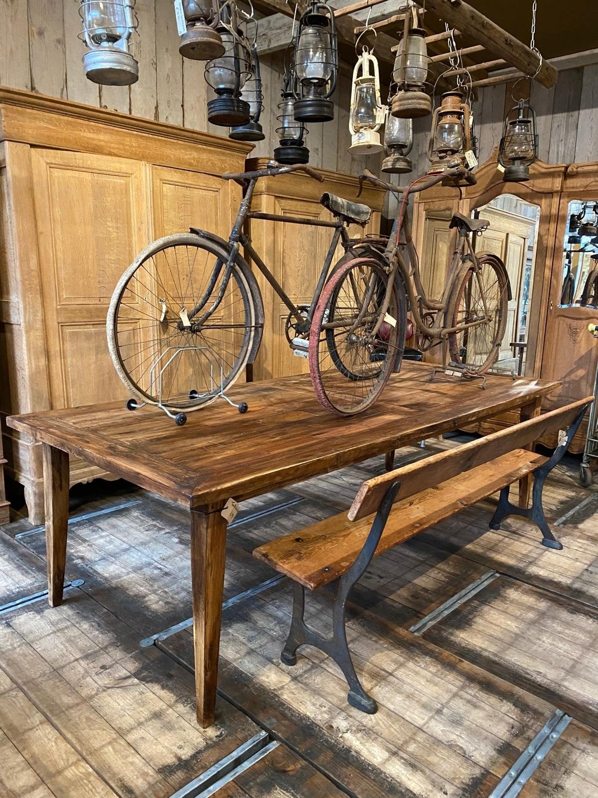 Grote landelijke teak tafel eettafel, Huis en Inrichting, Tafels | Eettafels, Ophalen, Gebruikt, 100 tot 150 cm, Teakhout