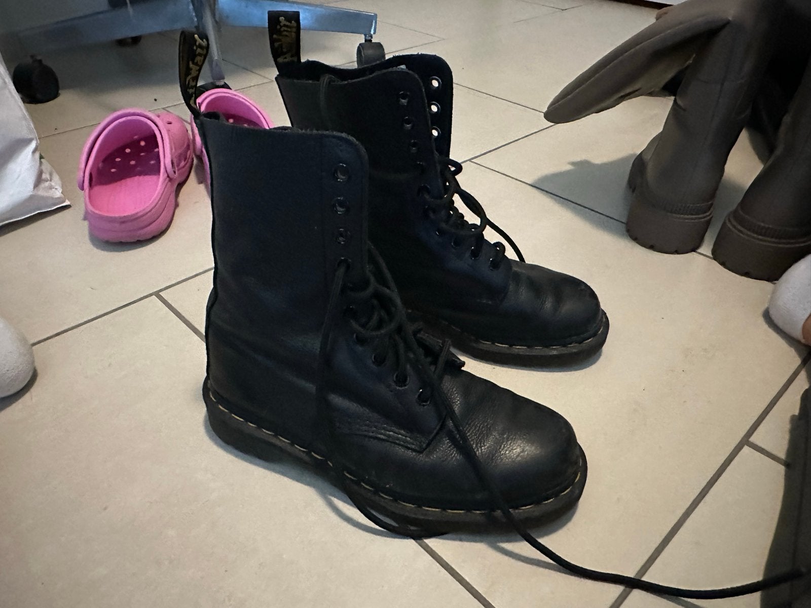 Dr. Martens Leer Zwart Laarzen - maat 38, Ophalen of Verzenden, Gedragen, Zwart, Lage of Enkellaarzen