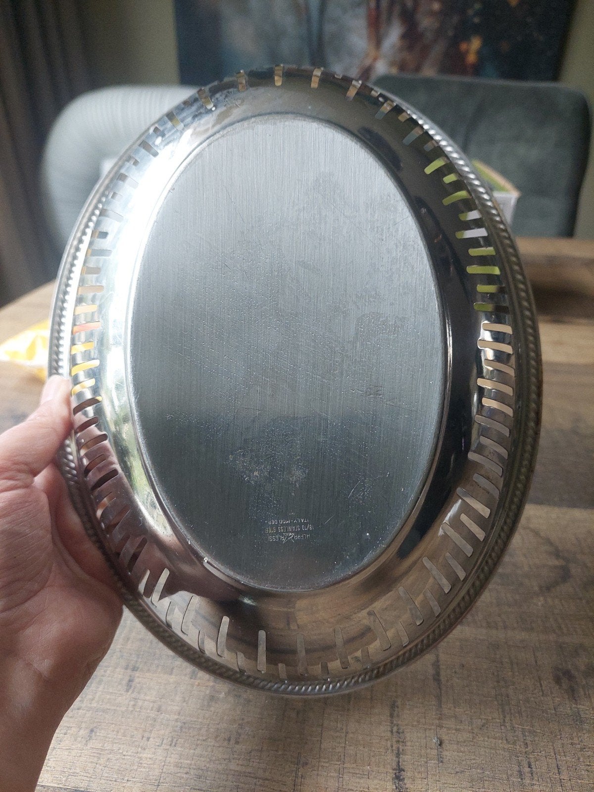 Vintage Zilverkleurige ovale schaal merk Alfra Alessi, Ophalen of Verzenden