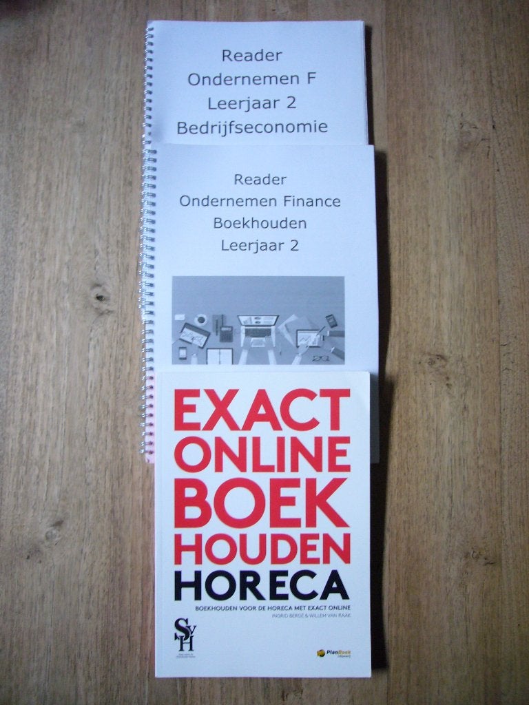 Boek Exact online boekhouden HORECA + 2x readers bedrijfseco, Nieuw, Ophalen of Verzenden, MBO, PlanBoek Uitgeverij