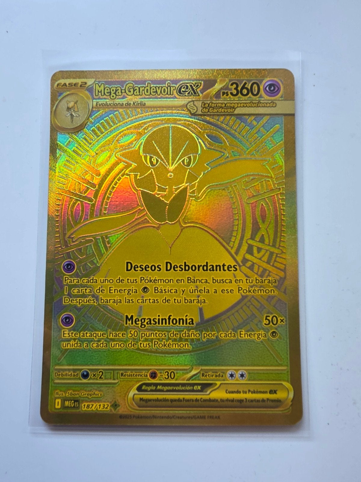 Spaanse Mega Gardevoir EX Mega Evolution 187/132 Hyper Rare, Ophalen of Verzenden, Zo goed als nieuw, Losse kaart, Foil