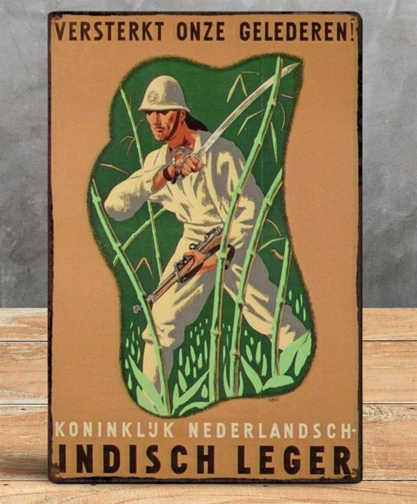 KNIL Nederlands Indie Leger Metalen Propaganda Plaat bord, Verzamelen, Militaria | Tweede Wereldoorlog, Verzenden, Nederland, Foto of Poster
