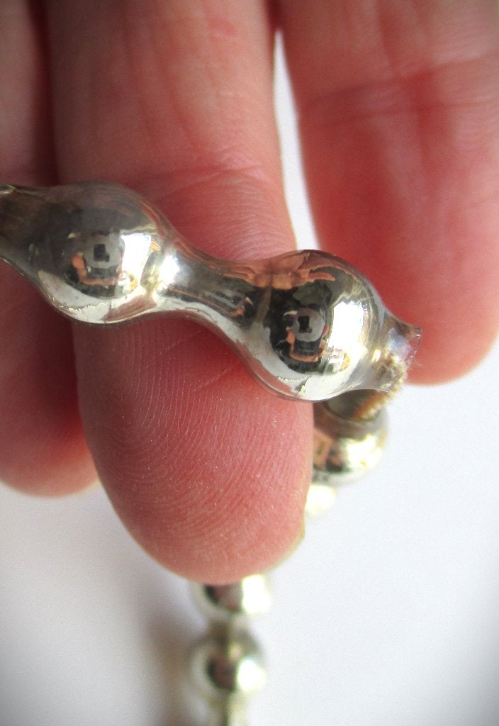 Kerst Ketting van glas~Grote glazen dubbele kralen~Antieke, Ophalen of Verzenden