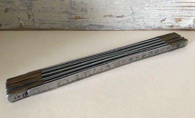 Vintage Franse duimstok (Duralumin) aluminium / koper 2 mtr, Ophalen of Verzenden, Gebruikt