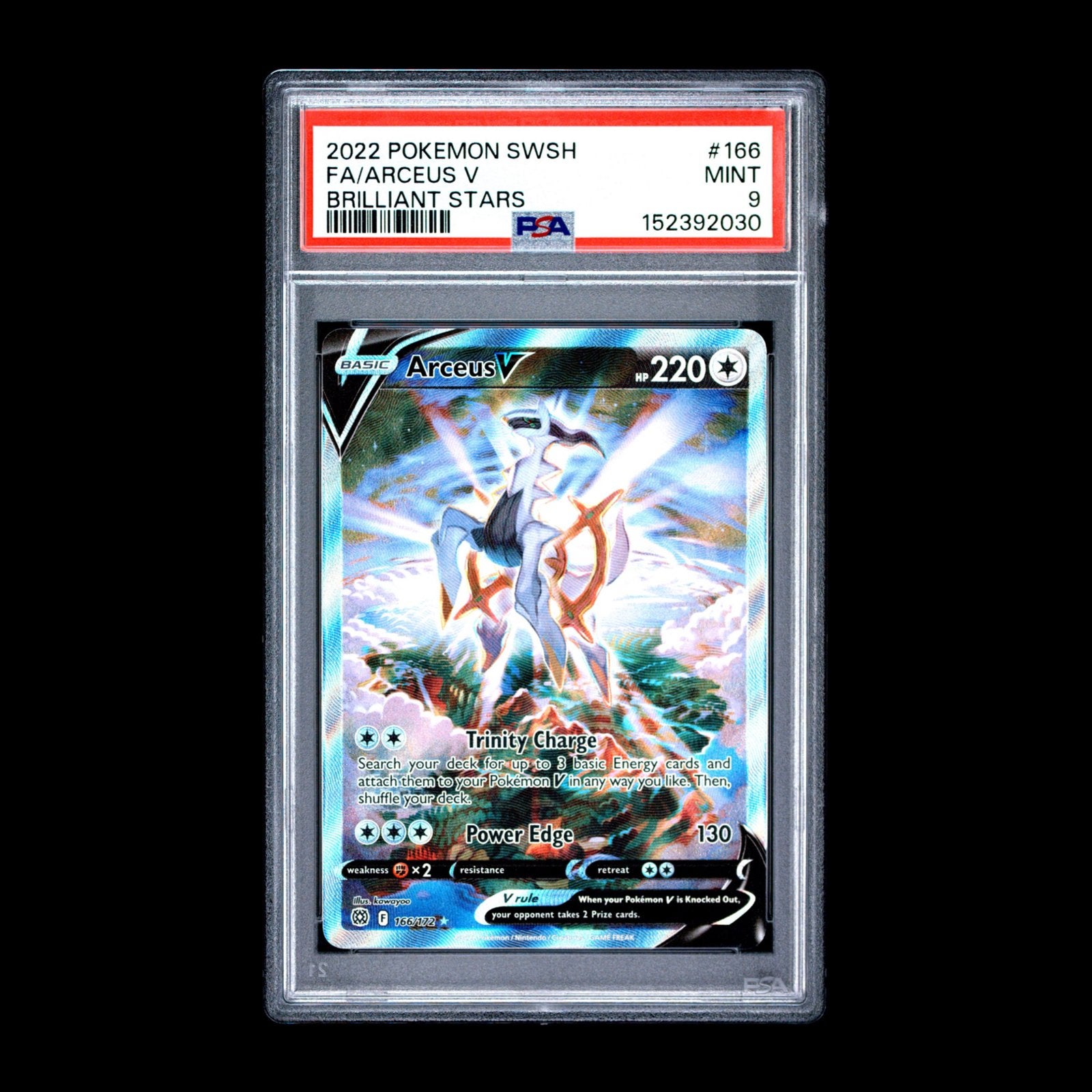 Pokémon Arceus V 166 SWSH Brilliant Stars PSA 9 MINT, Ophalen of Verzenden, Zo goed als nieuw, Losse kaart