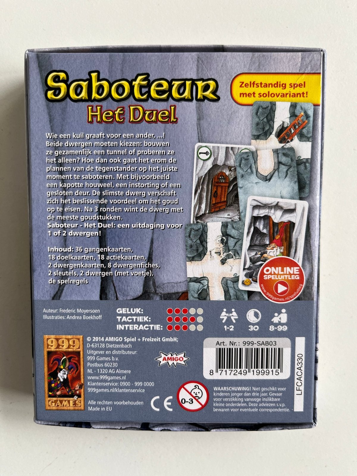 Saboteur Het Duel - Strategisch Kaartspel, Een of twee spelers, Ophalen of Verzenden, Zo goed als nieuw
