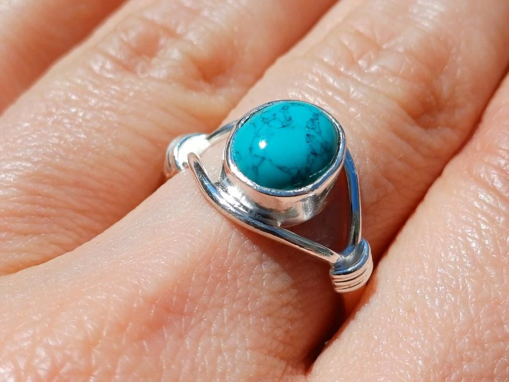 Vanoli 925 zilveren ring met turquoise maat 18 en 19,75, Daiva1973@hotmail.com, 18 tot 19, Vanoli, Blauw