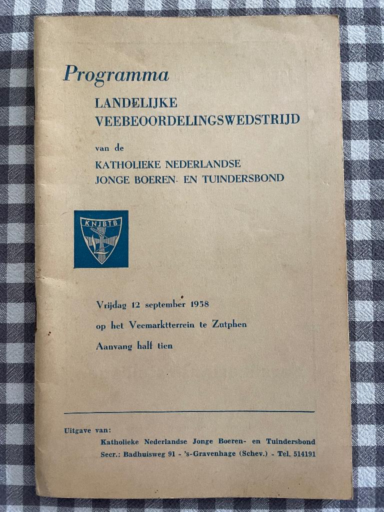 Programmaboekje - Landelijke Veebeoordelingswedstrijd - 1958, Boeken, 19e eeuw, Ophalen of Verzenden, Onbekend, Gelezen