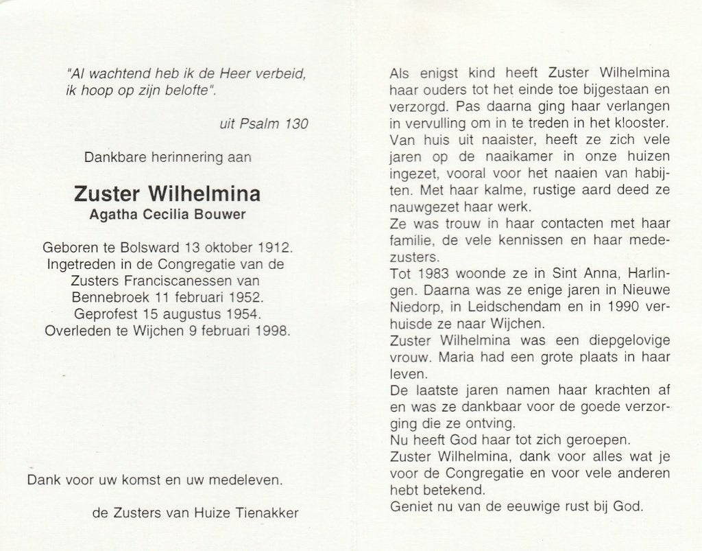 prentjes bouwer-breugelmans-broex-brok-bruiins-brummer, Ophalen of Verzenden, Bidprentje