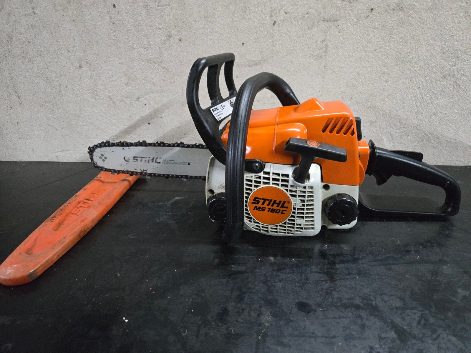 Nette goedlopende Stihl MS 180 C Kettingzaag | snelspanner, Info@stihl.nl, Gebruikt, Stihl MS 180 C kettingzaag, Overige soorten