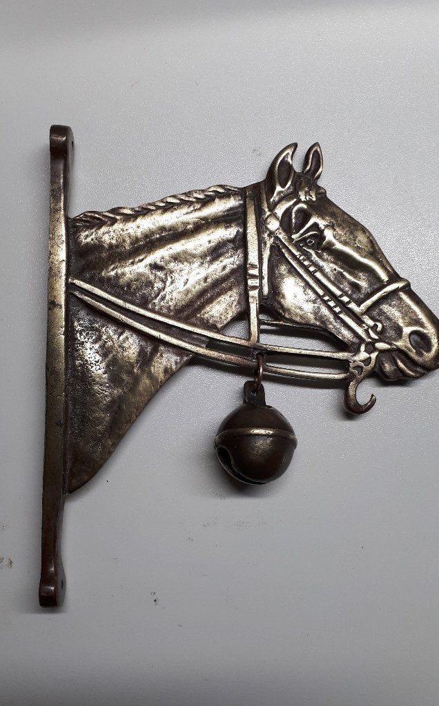 Vintage massief messing muurhaak paardenhoofd, Ophalen of Verzenden, Koper