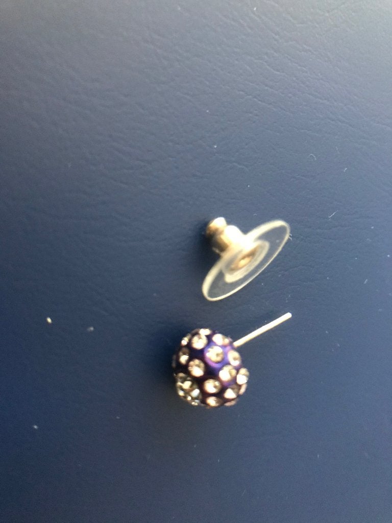 Paarse Oorknopjes met Strass Steentjes, Sieraden, Tassen en Uiterlijk, Oorbellen, Overige materialen, Gebruikt, Ophalen of Verzenden