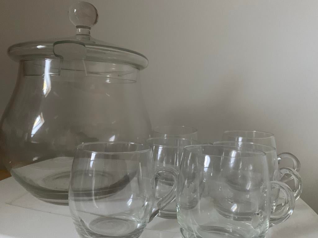 Bowlset met 6 glazen, Huis en Inrichting, Keuken | Servies, Ophalen, Glas of Glazen, Effen, Glas