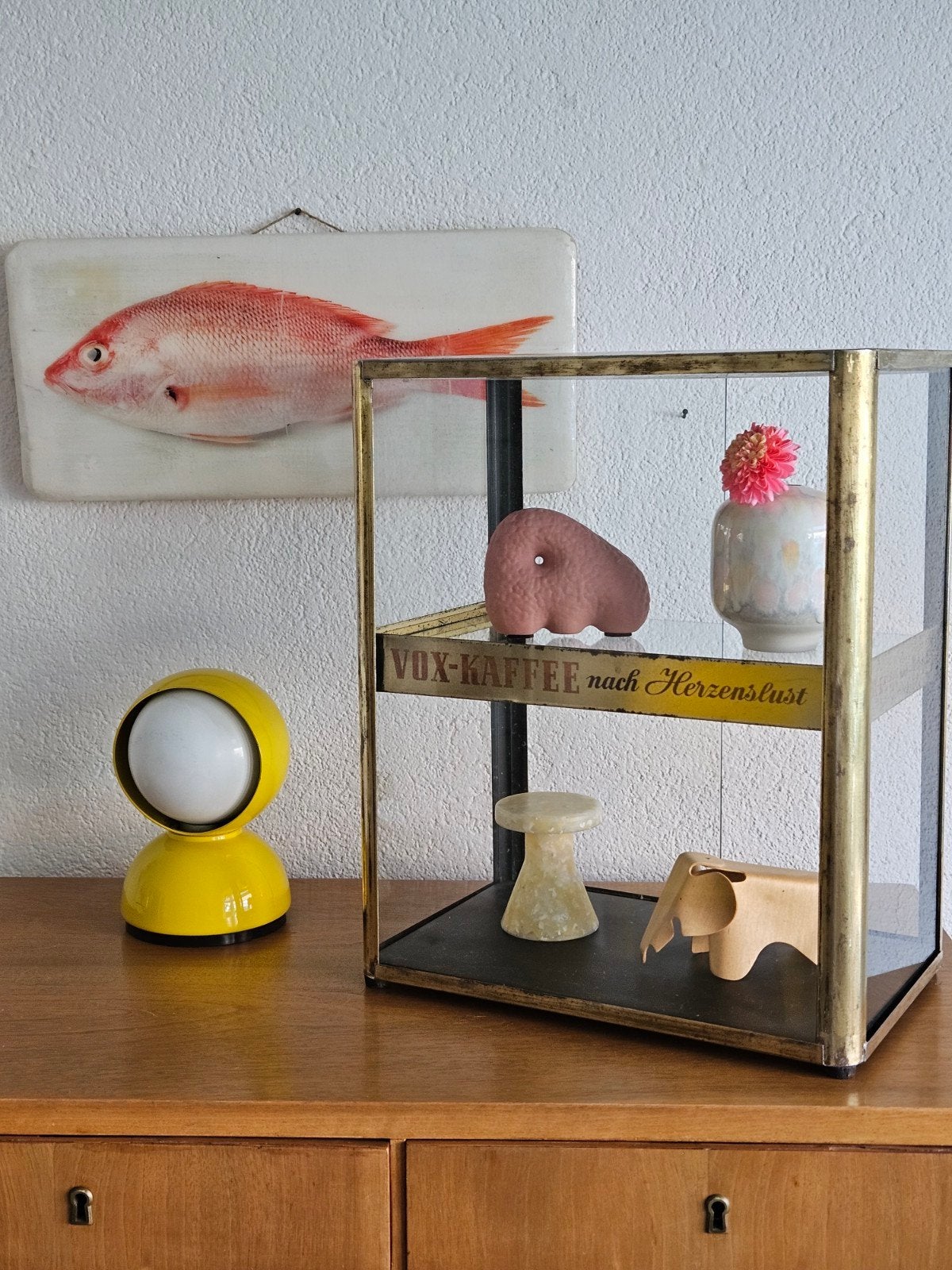 Vintage 50s toonbank vitrine, .., Vintage toonbank vitrine, Ophalen of Verzenden, Glas