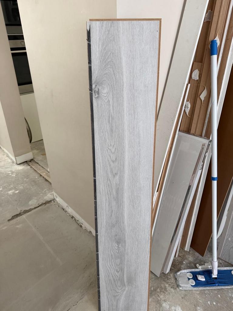 Grijze laminaat vloerdelen - Modern en duurzaam, Ophalen, Gebruikt, 10 m² of meer, 10 tot 30 cm