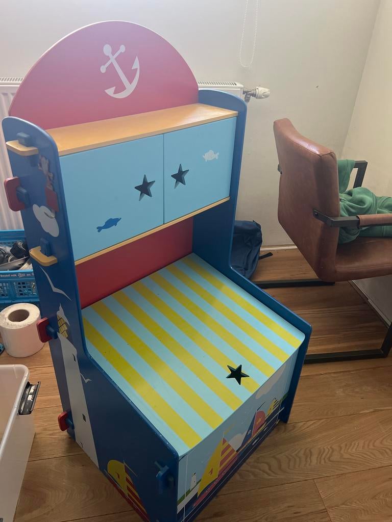 Leuke maritieme speelgoedkast/opbergmeubel voor kinderen, Ophalen, Zo goed als nieuw, Kast