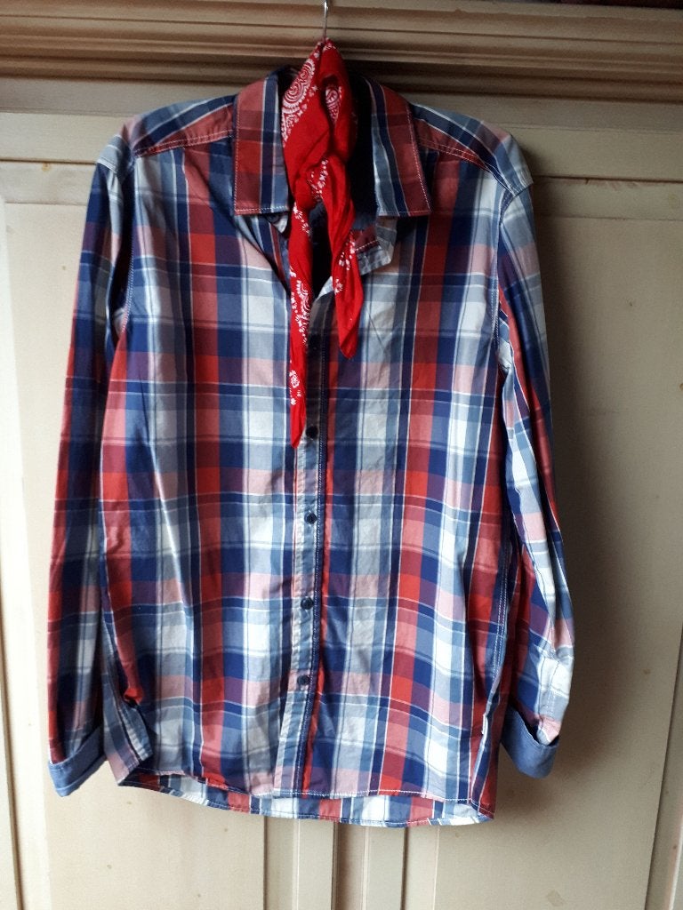 geruite blouse met zakdoek, maat S, Maat 38/40 (M), Charles Vogele, Carnaval, Verzenden