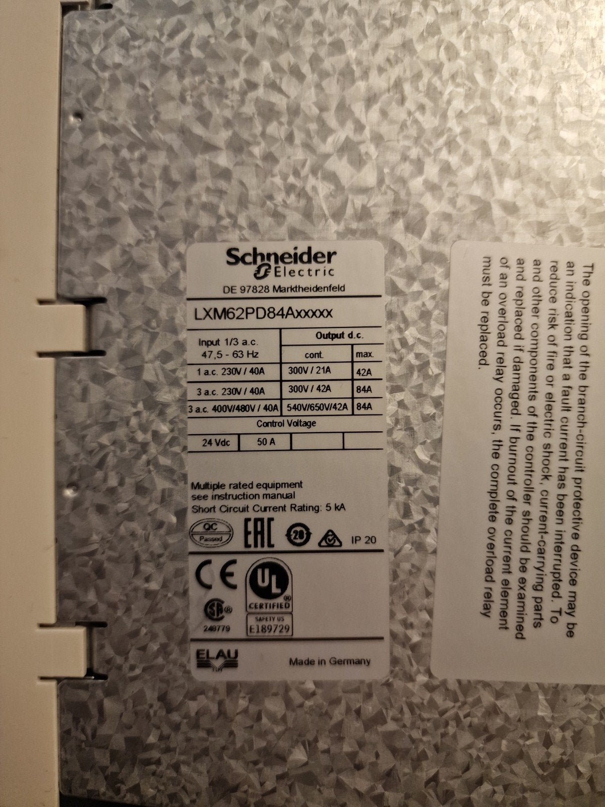 Schneider LXM62PD84Axxxxxx Servo Drive (zonder conne, Ophalen of Verzenden, Gebruikt