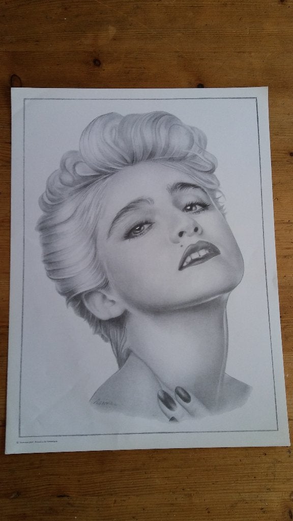 Madonna vintage queen of pop tekening print afbeelding 4, Verzamelen, Muziek, Artiesten en Beroemdheden, Zo goed als nieuw, Poster, Artwork of Schilderij
