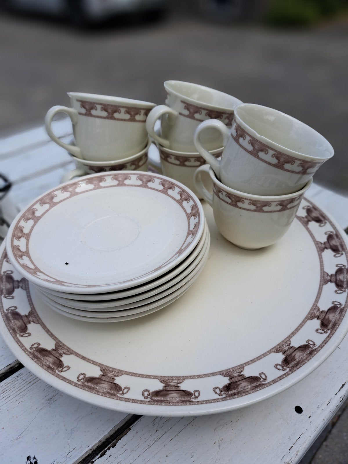 6 Koffiekopjes met schotels en gebaksschaal, Huis en Inrichting, Keuken | Servies, Ophalen