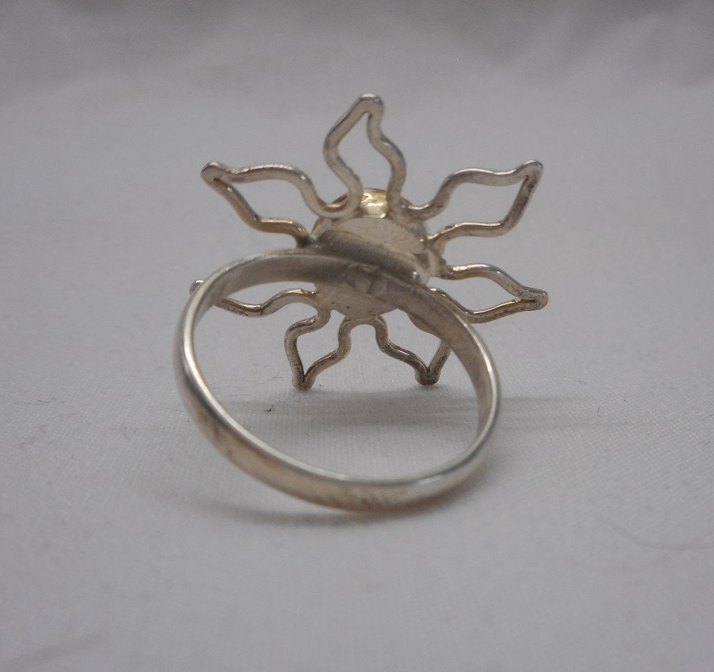Zilveren ring bloem met parel maat 17 nr.1131, Verzenden, Zo goed als nieuw, 17 tot 18, Dame