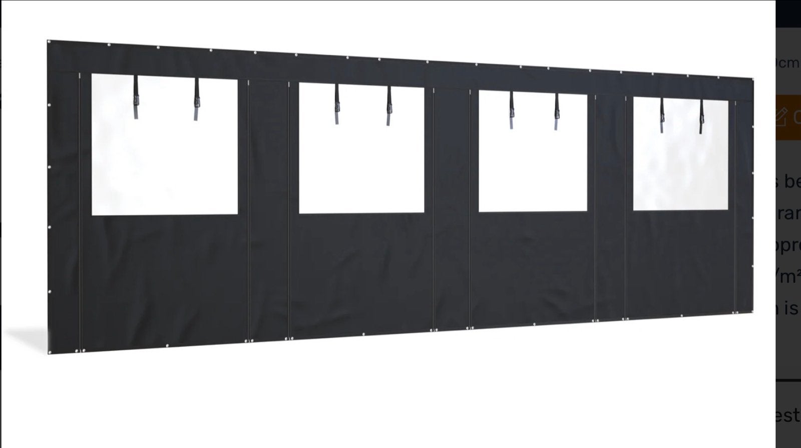 8M lengte Zwart PVC Zijwand met Raam en Dubbele Ritsen, Ophalen, Gebruikt
