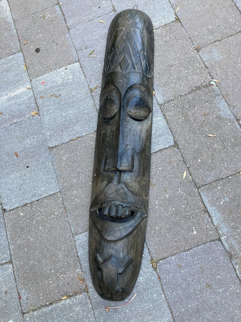 Houten masker, Antiek en Kunst, Ophalen, Masker, Handgemaakt, Zwart