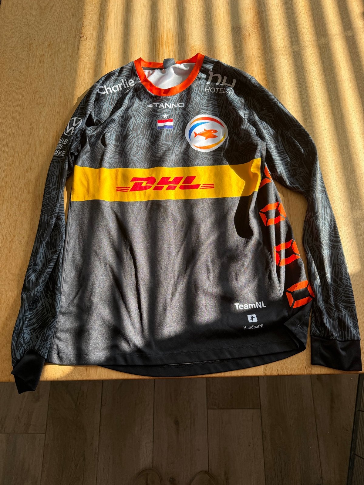 TeamNL Handbal Shirt Lange Mouwen - Zwart/Oranje, Kleding | Heren, Sportkleding, Zwart, Overige maten, Ophalen of Verzenden, Zo goed als nieuw