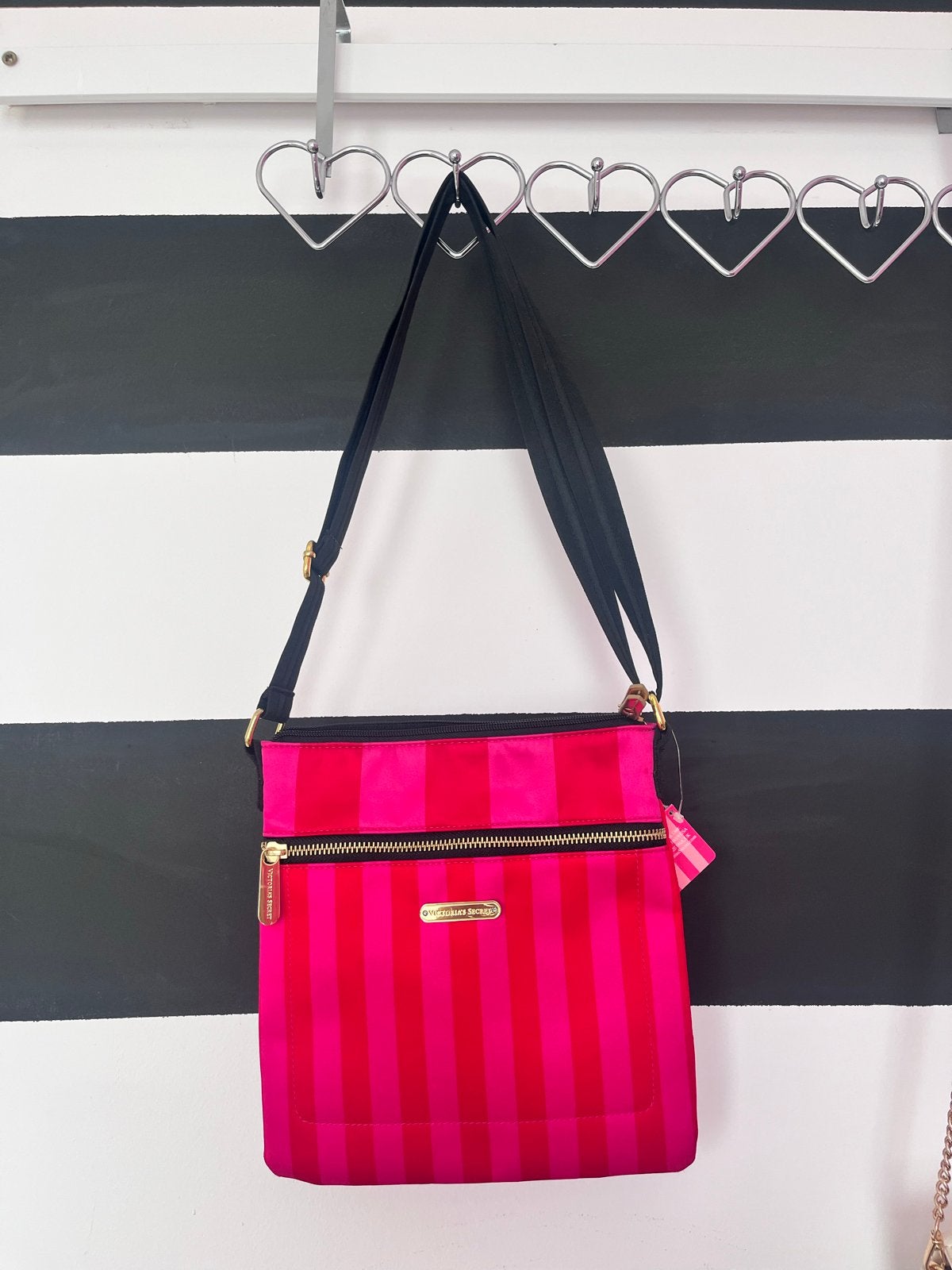 Victoria's Secret Crossbody Tas Roze Gestreept, Ophalen of Verzenden, Nieuw, Roze, Overige merken