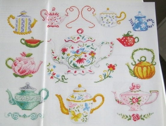 Borduurpatroon  Koffie / Thee potten  nr 7507, Hobby en Vrije tijd, Borduren en Borduurmachines, Verzenden, Nieuw, Handborduren