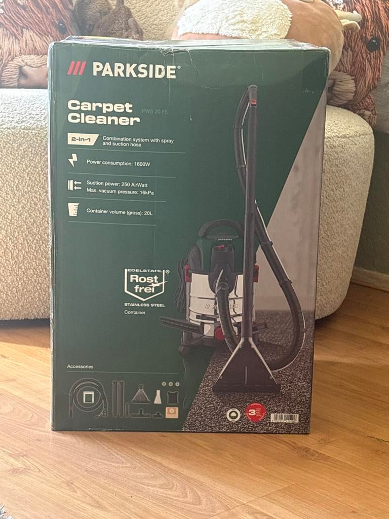 Parkside PWS 20 F5 Tapijtreiniger / Waterstofzuiger 1600W, Witgoed en Apparatuur, Stofzuigers, Nieuw, Ophalen of Verzenden, 1600 tot 2000 watt
