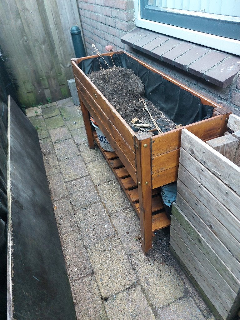 1 houten bloembak  met plank eronder, Ophalen, Gebruikt, 100 cm of meer, Balkon
