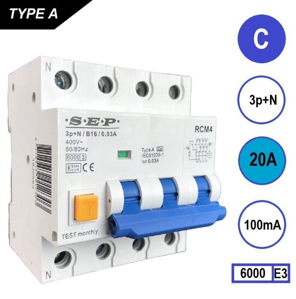 Aardlekautomaat C20A 3P+N 6kA 100mA, Verzenden, Nieuw