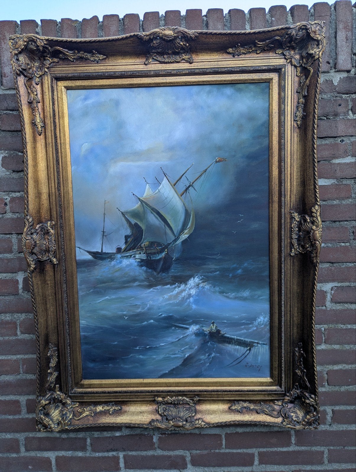 Groot schilderij gesigneerd 125 bij 85 cm, Ophalen