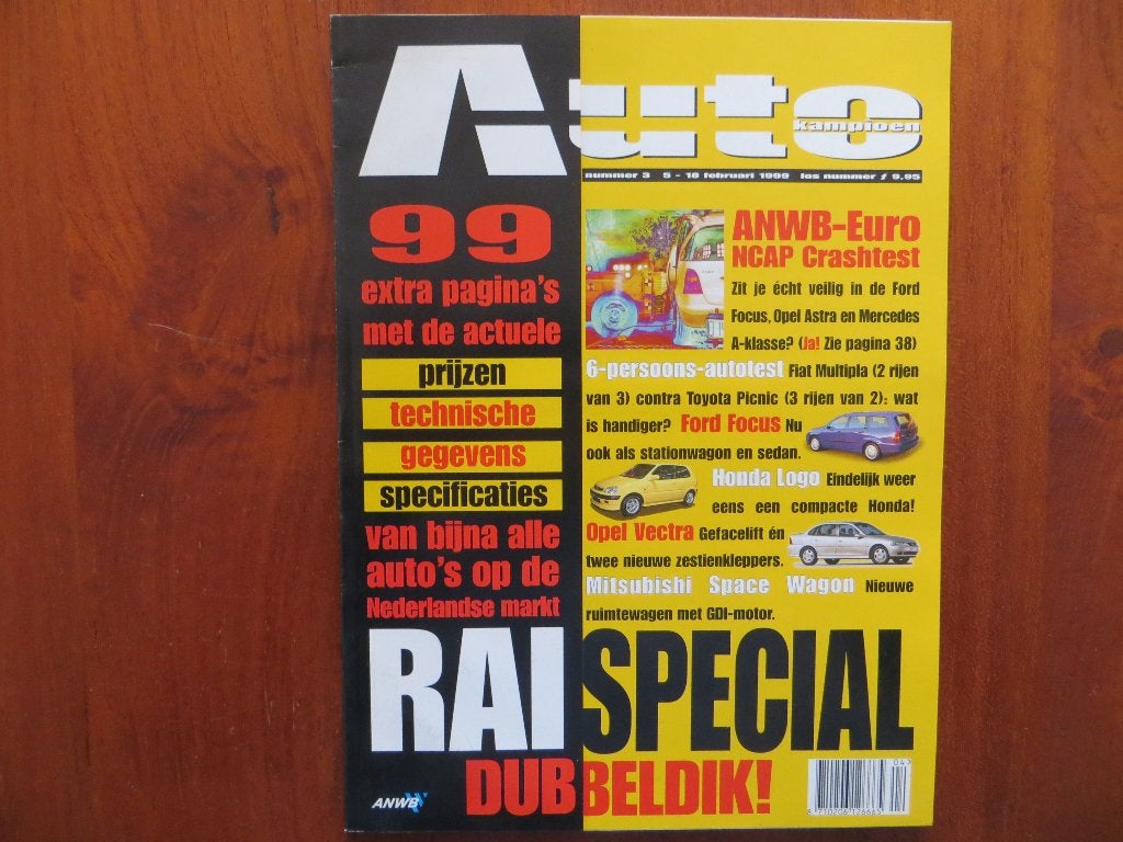 Autokampioen 3 1999 RAI-special, Multipla, Ford Focus Honda, Ophalen of Verzenden, Nieuw, Honda