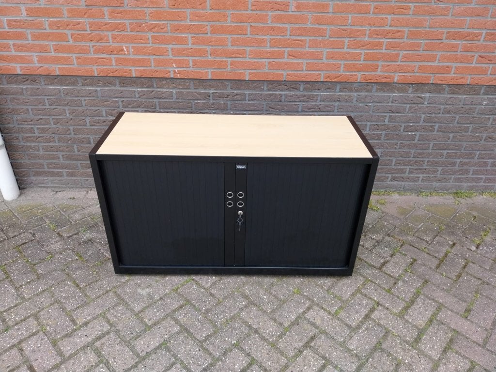 Gispen meta zwarte roldeurkasten, archiefkasten, kantoorkast