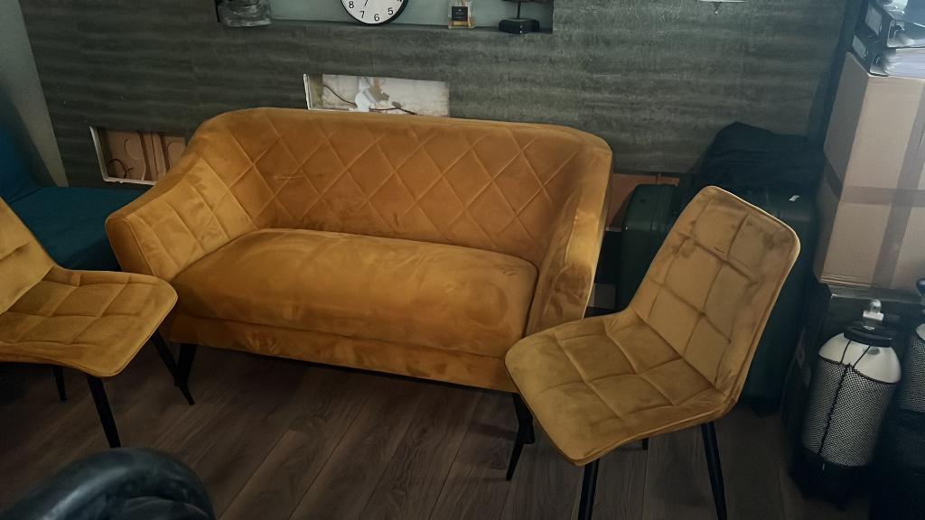 Bank met 2 stoelen nieuwe, Huis en Inrichting, Banken | Bankstellen, Ophalen, 150 tot 200 cm, Rechte bank, Stof