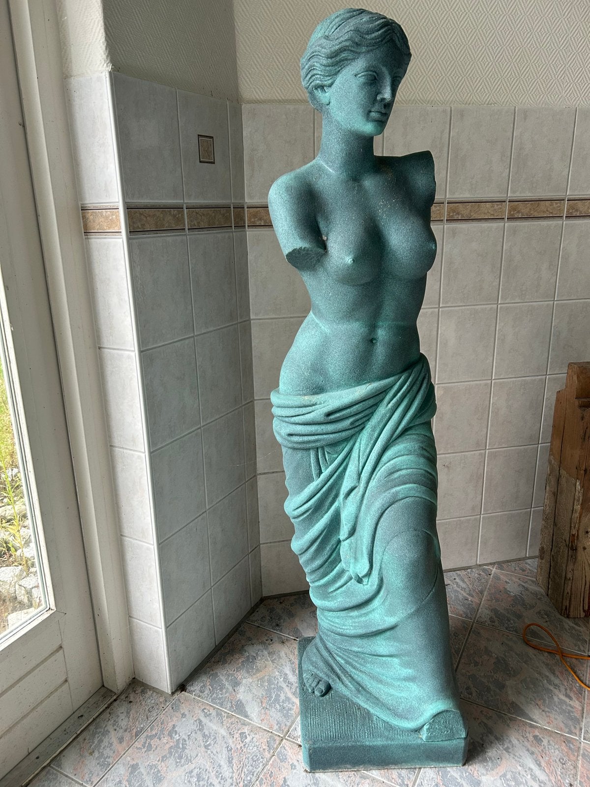 Klassiek beeld van Venus in groen patina, Antiek en Kunst, Ophalen, Gepatineerd, 1 meter - 2 meter, Beeld