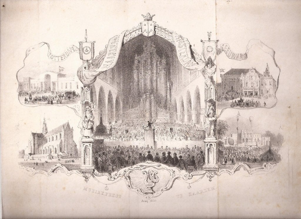 Haarlem Muziekfeest te Haarlem Junij 1850, Origineel, Ophalen of Verzenden, 29 cm, Lithografie