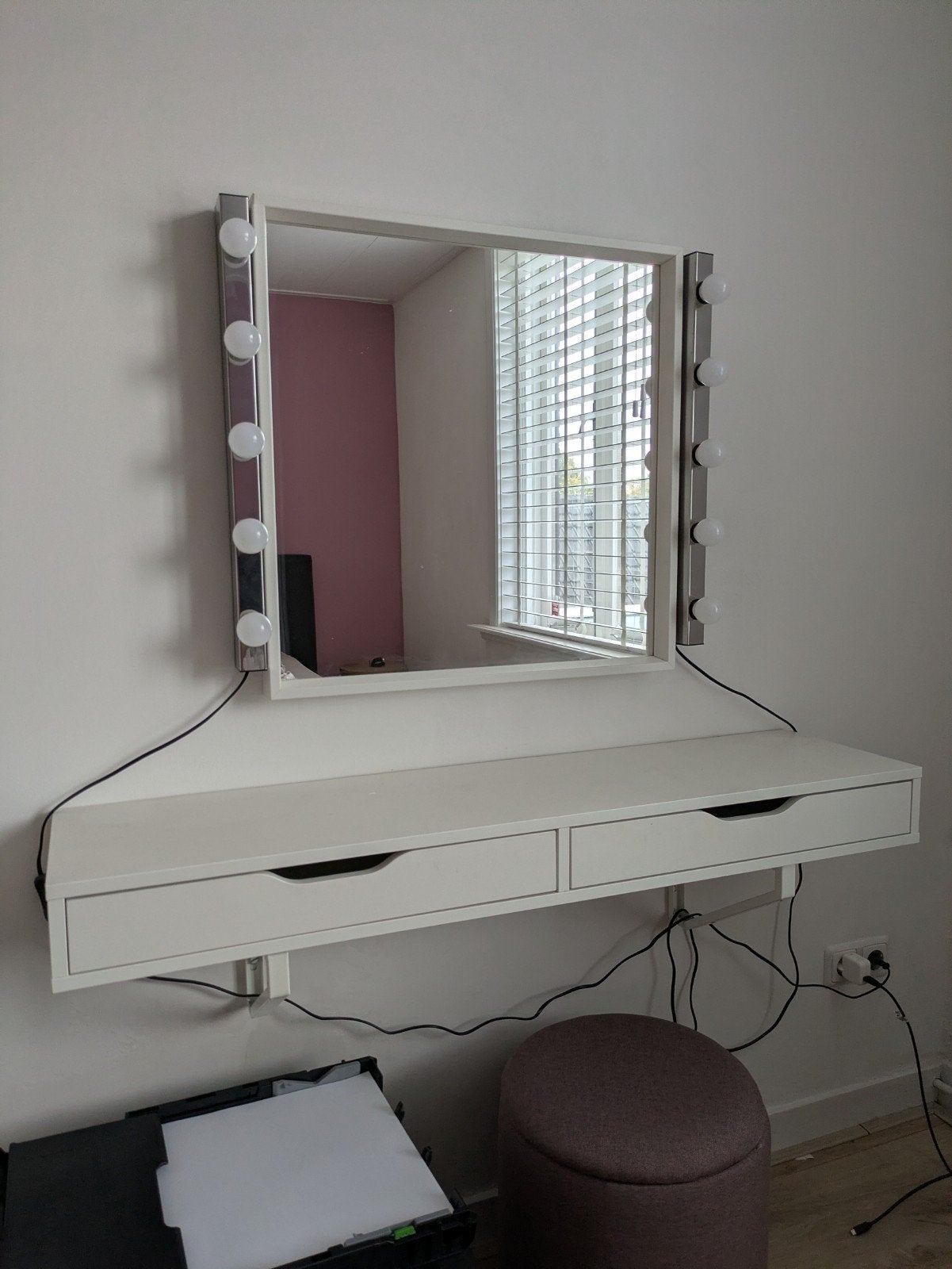 IKEA Ekby Alex wandkaptafel met 2 lades en lampen, Huis en Inrichting, Ophalen, Gebruikt, Hout, 100 tot 150 cm